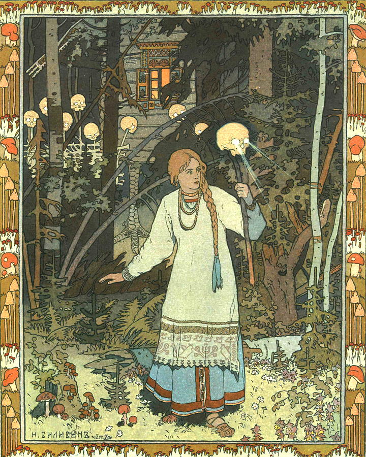  Ivan Bilibin, Vasilisa the Beautiful at the Hut of Baba Yaga (1900), Illustration, Museum of the Goznak Company, Moscow