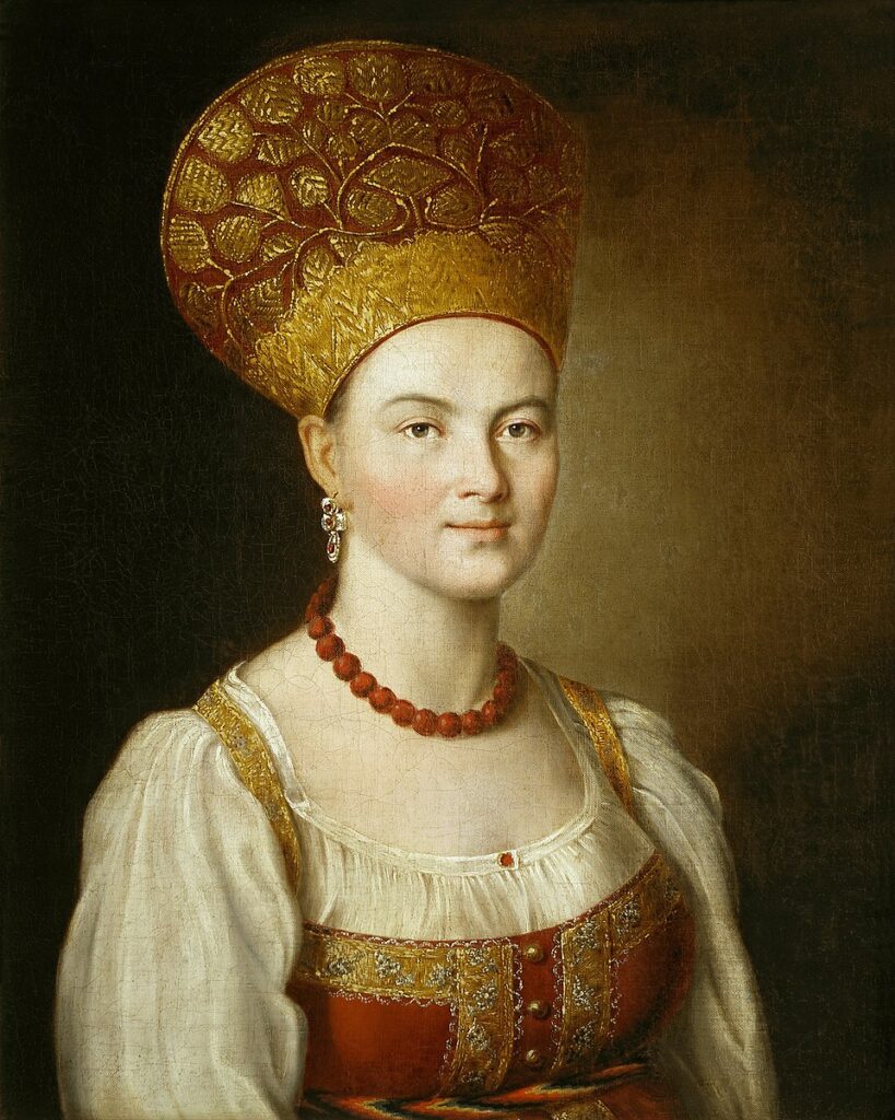 Ivan Argunov, Portrait of an Unknown Woman in Russian Costume (1784), Oil on canvas, State Tretyakov Gallery