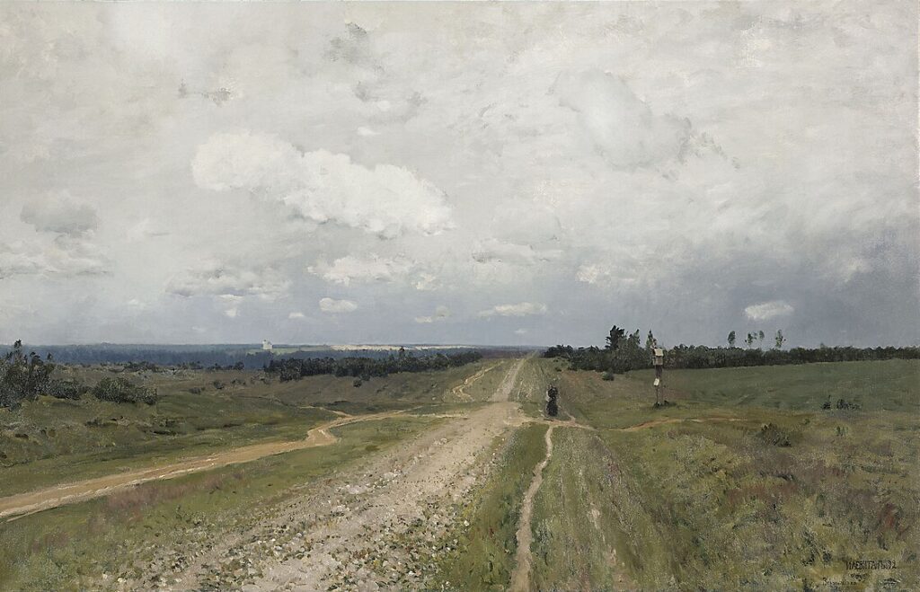 Isaac Levitan's "Vladimirka Road" (1892) showing a desolate country road