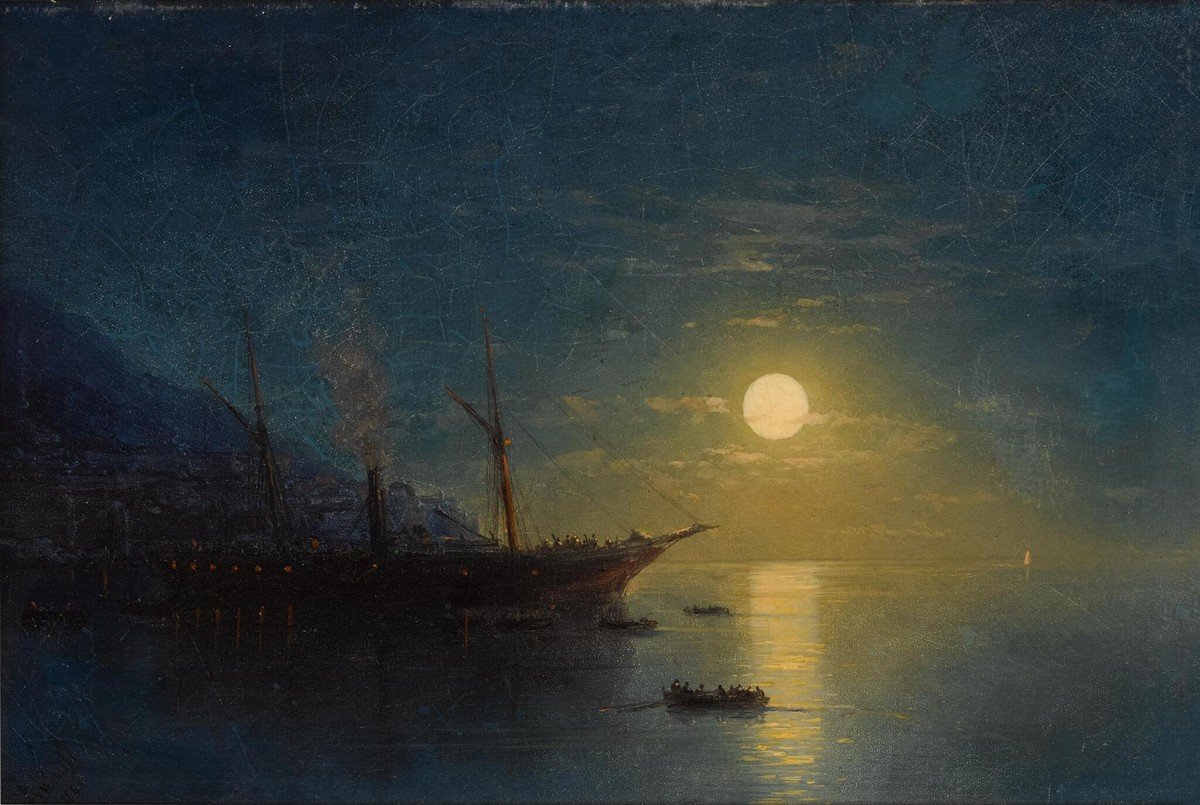 Ivan Aivazovsky, Steamship on a Moonlit Night (1884)