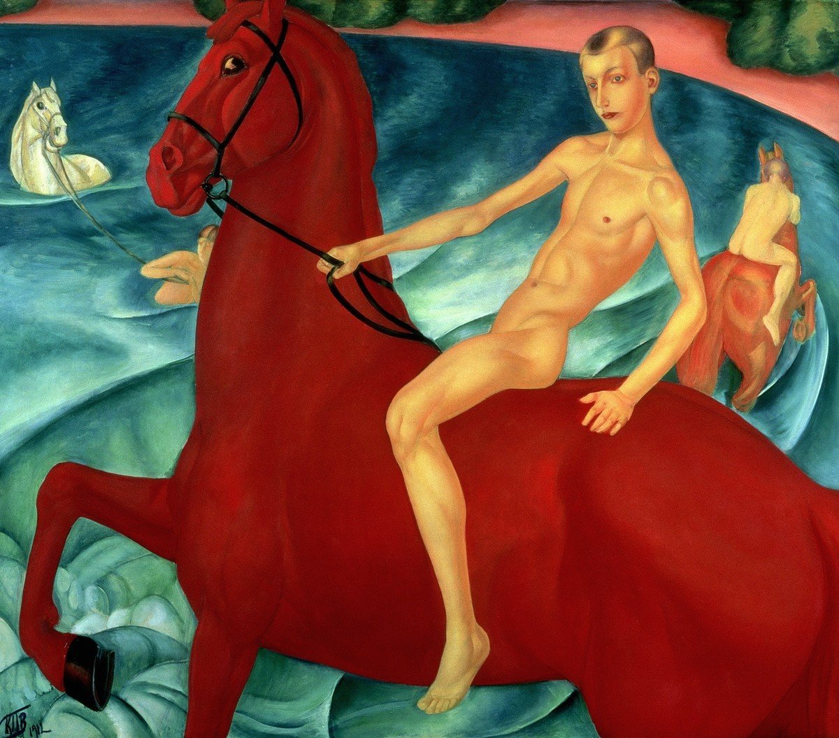 Kuzma Petrov-Vodkin, Bathing of a Red Horse (1912)